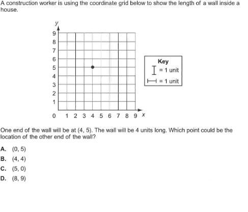 A construction worker is using the coordinate grid below to show the length of a wall-example-1