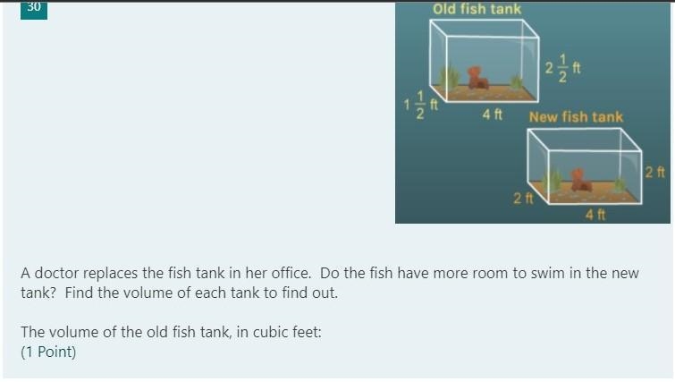 A doctor replaces the fish tank in her office. Do the fish have more room to swim-example-1