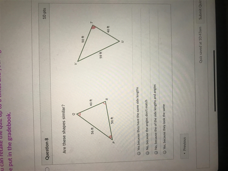 Are these shapes similar-example-1