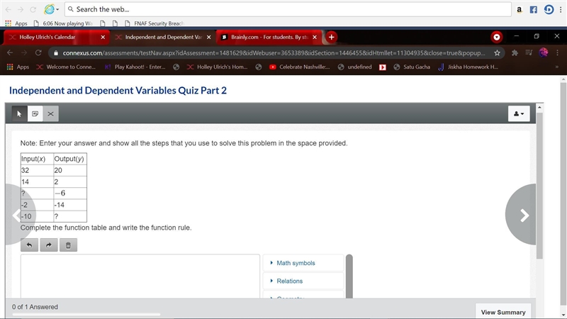 Input(x) Output(y) 32 20 14 2 ? -6 -2 -14 -10 ? Complete the function table and write-example-1