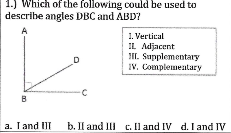 Which of the following could be used to describe angles DBC and ABD?-example-1