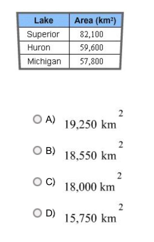 The table here shows the largest lakes in U.S. in terms of surface area. How much-example-1