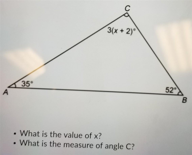 •What is the value of X? •What is the measure of angle C? Also 50 points answer because-example-1