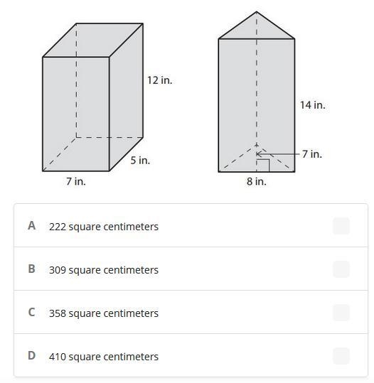 What is the surface area of the rectangular prism? You can use the formula SA= 2LW-example-1