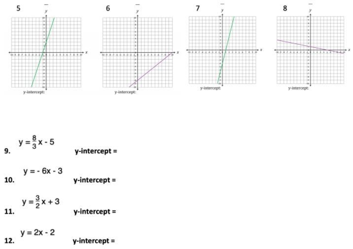 #5-12: Find the y intercept #1 &2: Find the y intercept or graph the equation-example-1