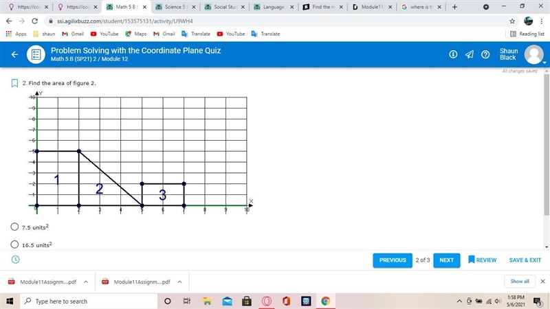 Find the area of figure 2. 7.5 units2 16.5 units2 10 units2 25 units2 2 of 3-example-1