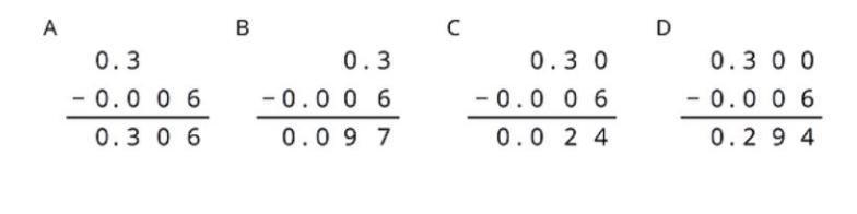 Decide which calculation shows the correct way to find 0.3 - 0.006 and explain your-example-1