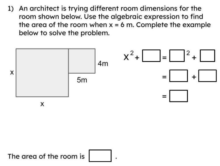 An architect is trying different room dimensions for the room shown below. Use the-example-1