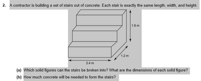 2. A contractor is building a set of stairs out of concrete. Each stair is exactly-example-1