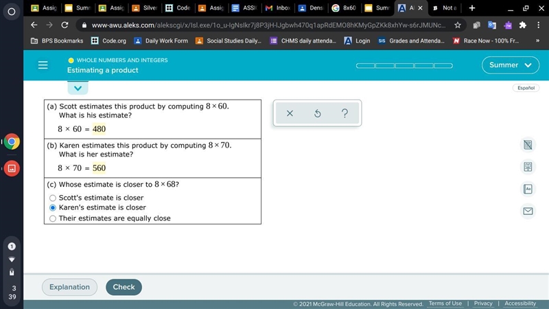 I need help with my math rq I said Karen was closets but I am not sure-example-1