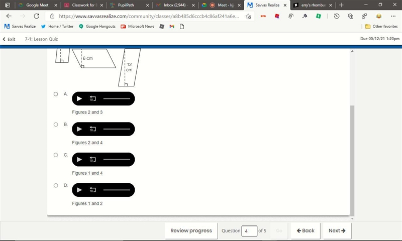 Which two parallelograms have the same area?-example-1