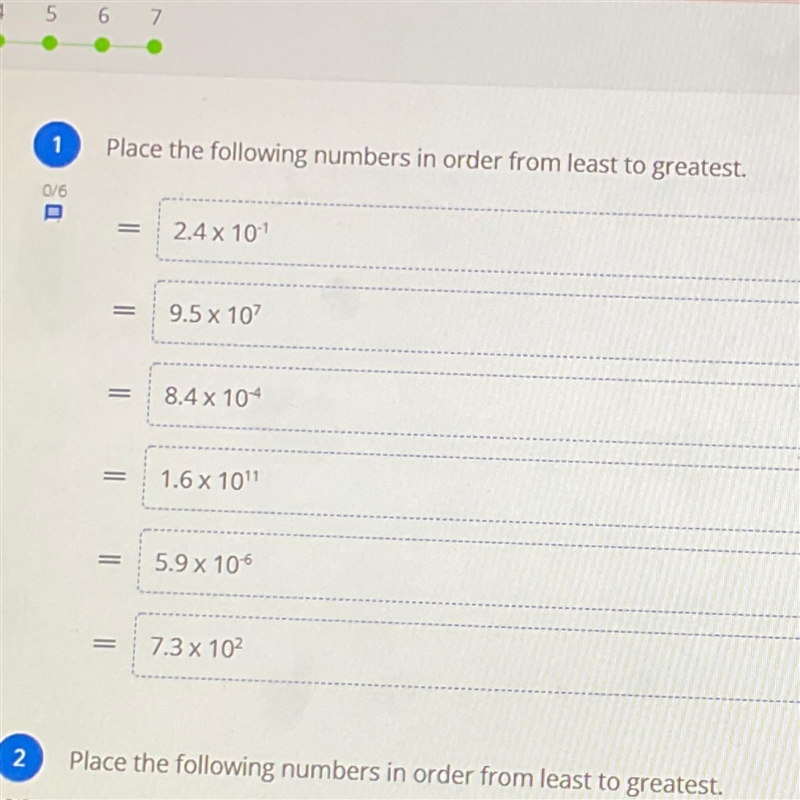 Place the following numbers in order from least to greatest. #2 photo attached-example-1