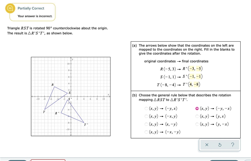 PLEASE HELP ME. Choose the general rule below that describes the rotation mapping-example-1