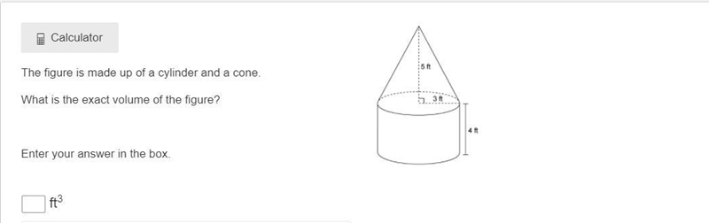 The figure is made up of a cylinder and a cone. What is the exact volume of the figure-example-1