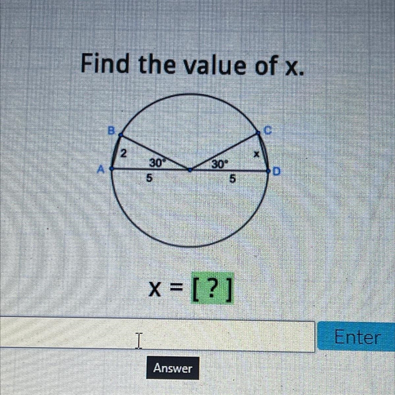 Find the value of x. Please right answer only!-example-1