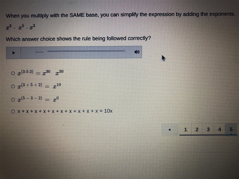 When you multiply with the SAME base, you can simplify the expression by adding the-example-1