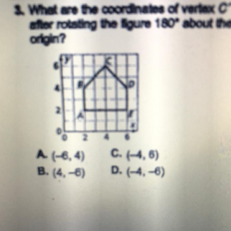 What are the coordinates of vertex C' after rotating the figure 180° about the origin-example-1