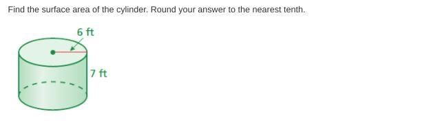 Help me please Find the surface area of the cylinder. Round your answer to the nearest-example-1