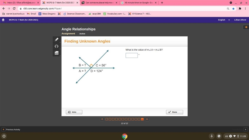 Please help ASAP What is the value of m∠A + m∠B?-example-1