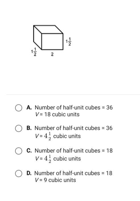 calculate the volume of the prism by first finding the total number of half unit cubes-example-1