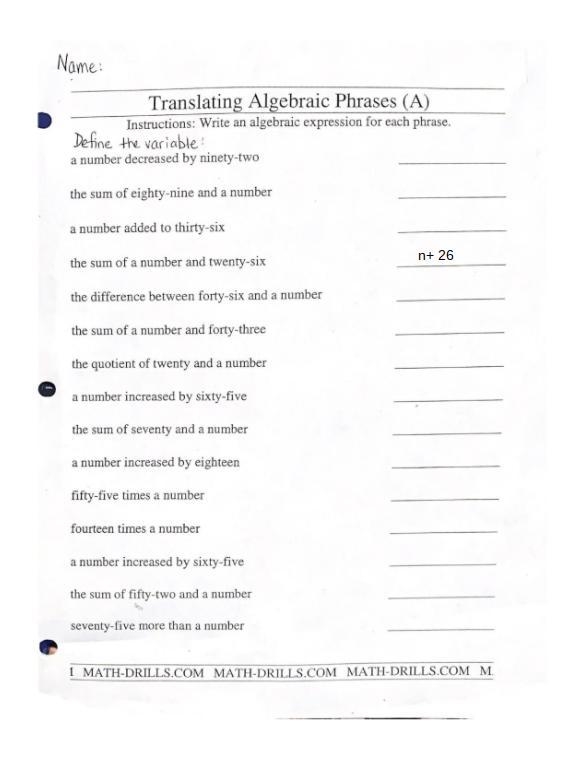 Translate the algebraic phases plz help due soon-example-1