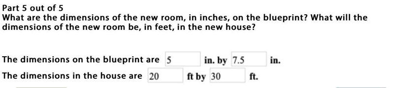 What are the dimensions of the new room, in inches, on the blueprint? What will the-example-1