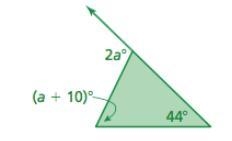 What is the measure of the exterior angle? Show all steps.-example-1