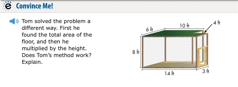 Tom solved the problem a different way. First he found the total area of the floor-example-1