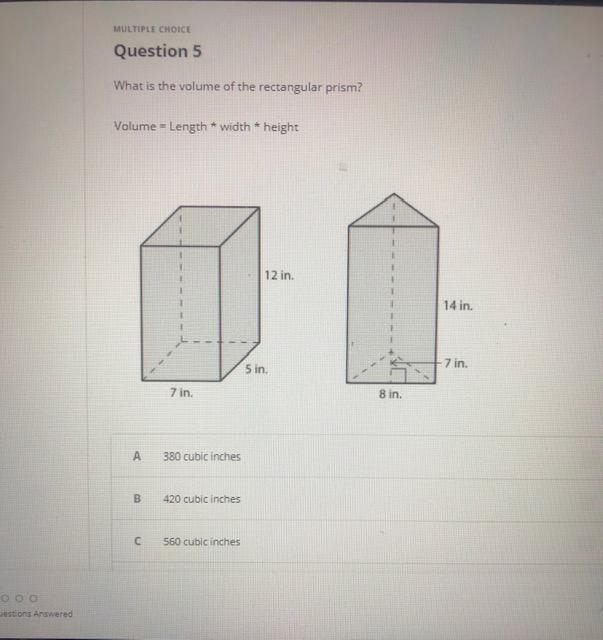 What is the volume of the rectangular prism? Volume = Length * width * height-example-1