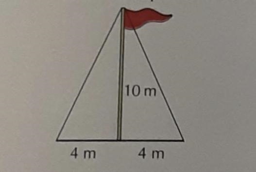 A flagpole is 10m high. It is held in position by four ropes that are each fixed to-example-1