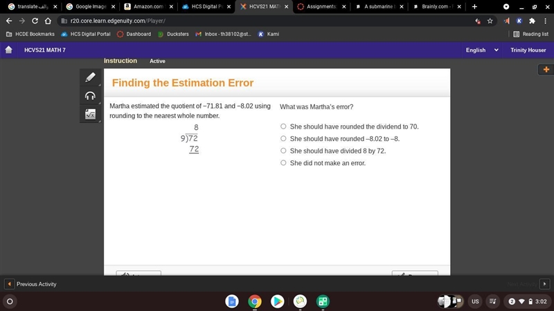 what did she do wrong?? cuz 9*8 is 72 and 72 minus 72 is 0 sooo you tell me what she-example-2