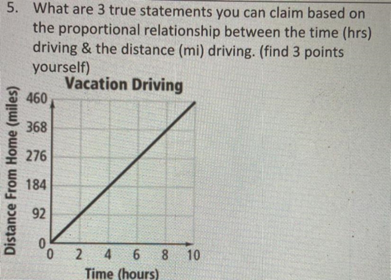 5. What are 3 true statements you can claim based on the proportional relationship-example-1