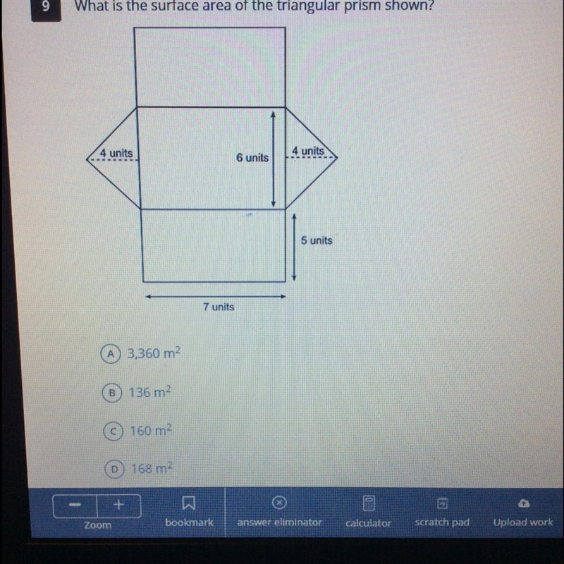 What is the surface area of the triangular prism shown?-example-1