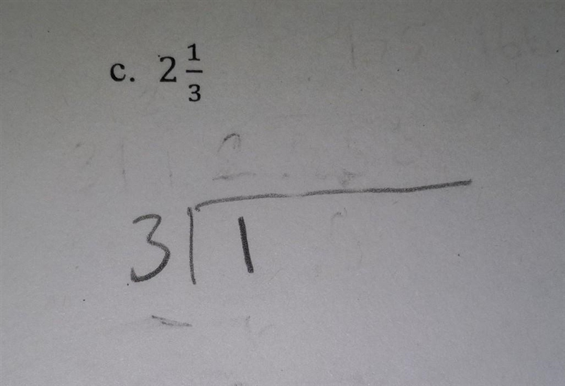 2 and 1/3 converted to a decimal by long division​-example-1