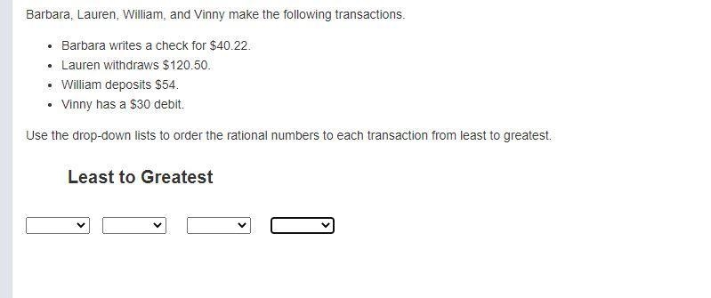 Barbara, Lauren, William, and Vinny make the following transactions. Barbara writes-example-1