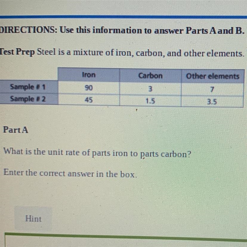 What is the unit rate of parts of steel to parts of all other elements including carbon-example-1