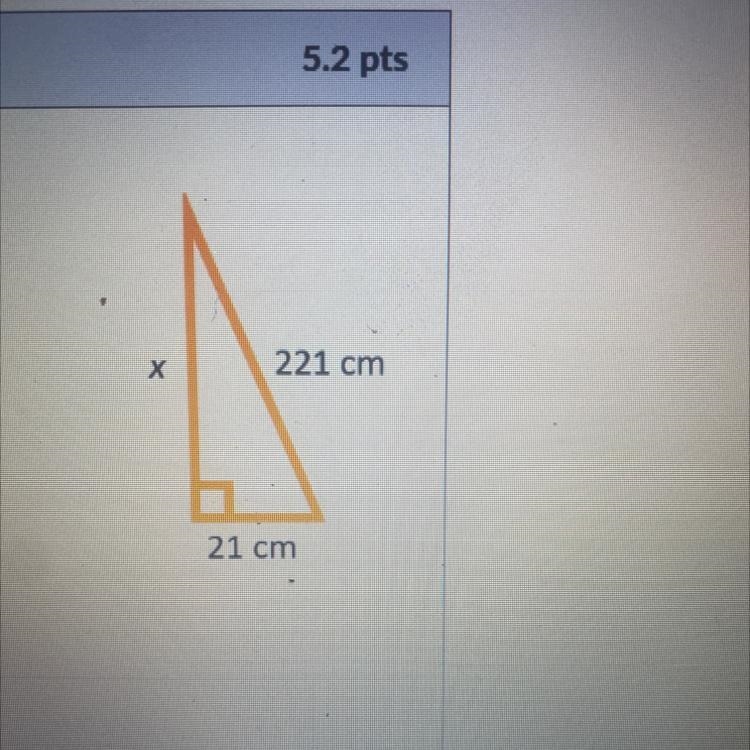 Find the missing side length of the right triangle using the Pythagorean Theorem or-example-1