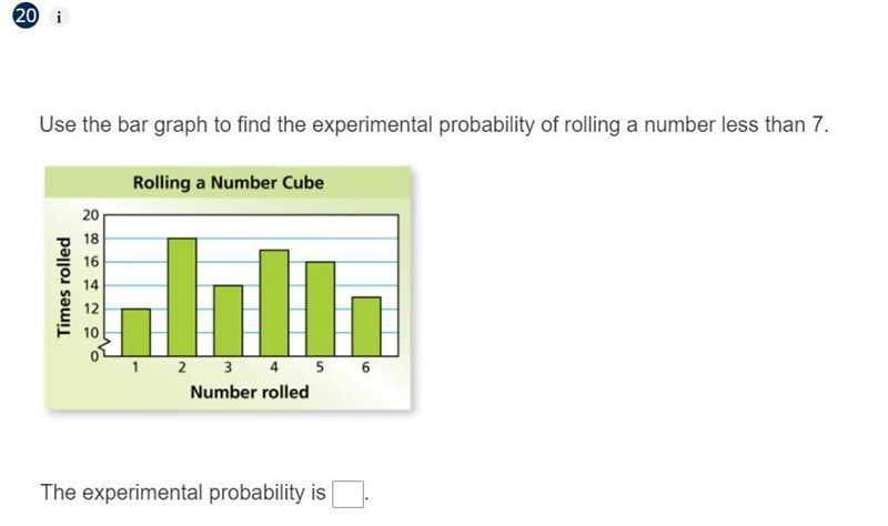 (help me pls) Use the bar graph to find the experimental probability of rolling a-example-1