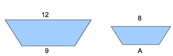 The above figures are similar. What is the length of A? a) 5 b) 6 c) 4.5 d) 4-example-1