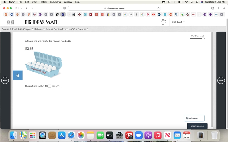 Estimate the unit rate to the nearest hundredth The unit rate is about $_ per egg-example-1