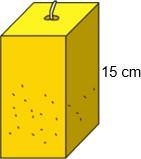 A candle is in the shape of a square prism. The candle is 15 centimeters high, and-example-1