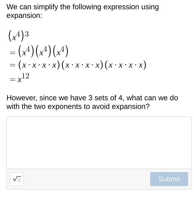 However, since we have 3 sets of 4, what can we do with the two exponents to avoid-example-1