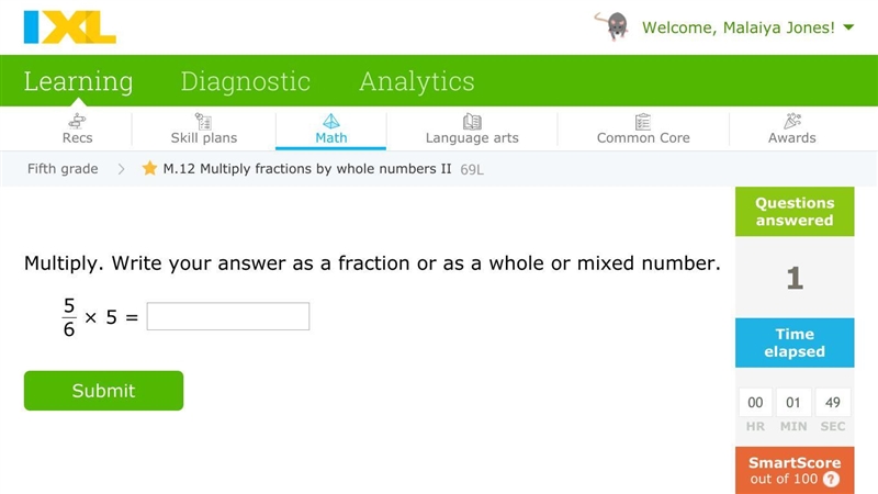 Multiply. Write your answer as a fraction or as a whole or mixed number.-example-1