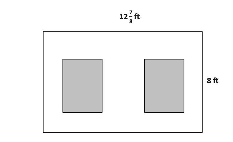 George decided to paint a wall with two windows. Both windows are 3 1/2 ft by 4 1/2 ft-example-1