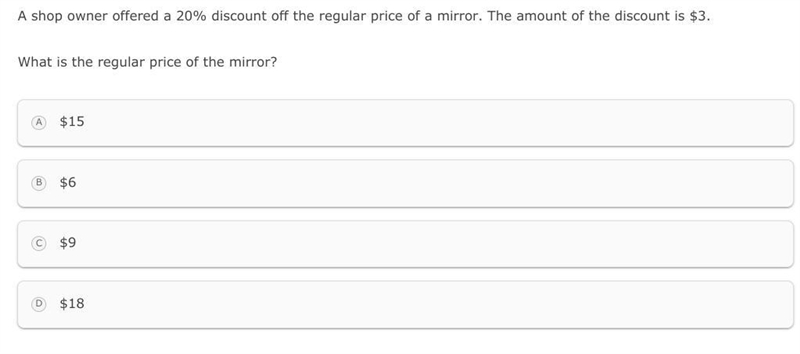 A shop owner offered a 20% discount off the regular price of a mirror. The amount-example-1