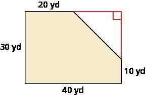 The questions: The figure shows the dimensions of a backyard. Find the area. The area-example-1