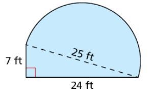 The figure is made up of a semicircle and a triangle. Find the perimeter. Round your-example-1