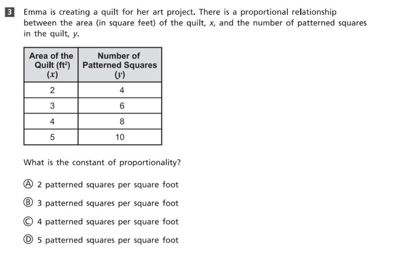 Emma is creating a quilt for her project there is a proportional relationship between-example-1