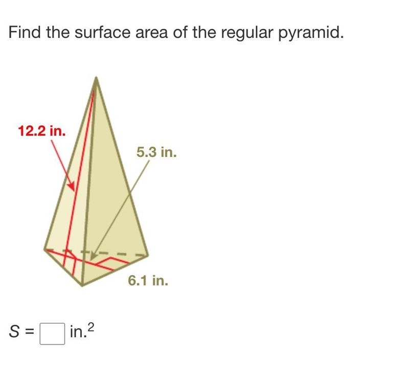 Find the surface area of the regular pyramid-example-1