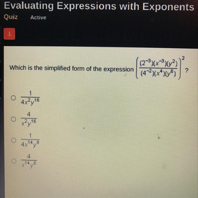 N Which is the simplified form of the expression (2-3)(x-3X32) 2. 0 4 4x2y16 4 2,16 1 14 8 4x-example-1